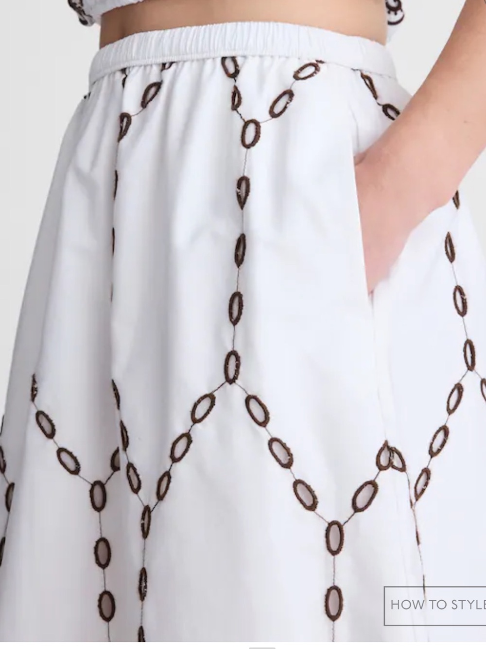 Madewell Embroidered White Midi Skirt . New with tags - Picture 3 of 6